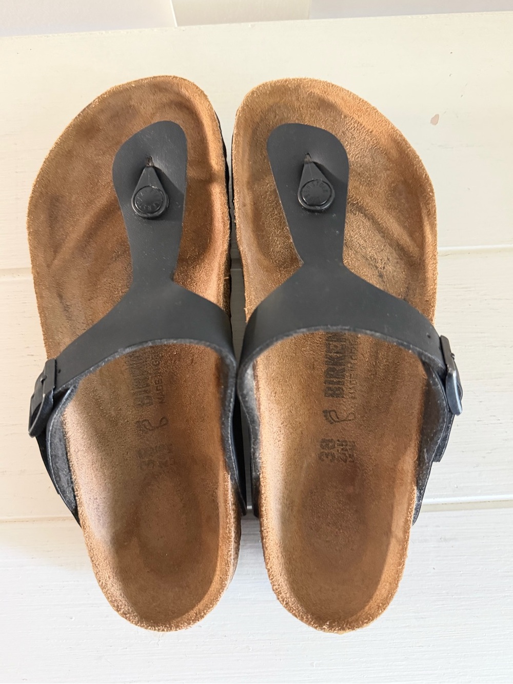 Birkenstock Gizeh Black Birko-Flor Thong Sandal Size 38 EU US 7-7.5 Gently Used - Picture 2 of 14